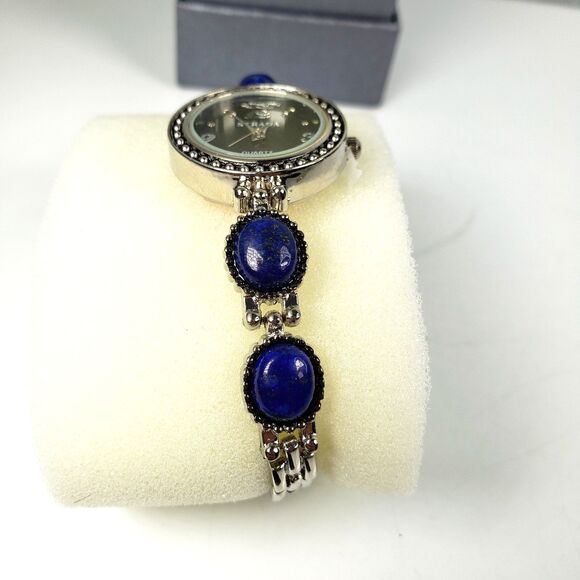 Woman\'s Stainless Steel Water Resistant Watch With Lapis Lazuli Stone 7 1/2 inch main image 8